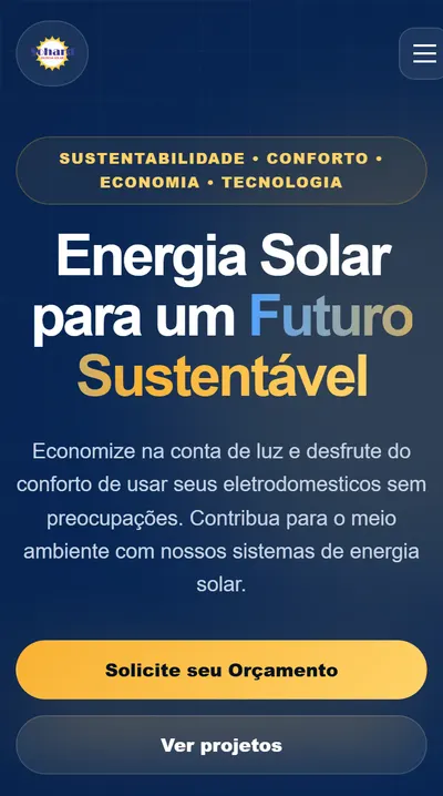 A mesma página num telemóvel, com o título e os botões numa coluna.